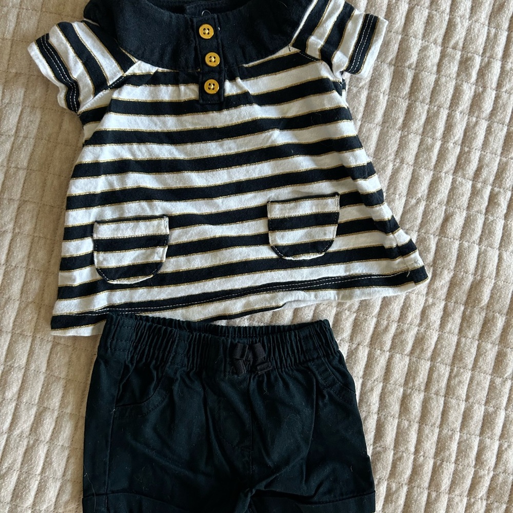 Carter's Newborn Black and White Striped outfit